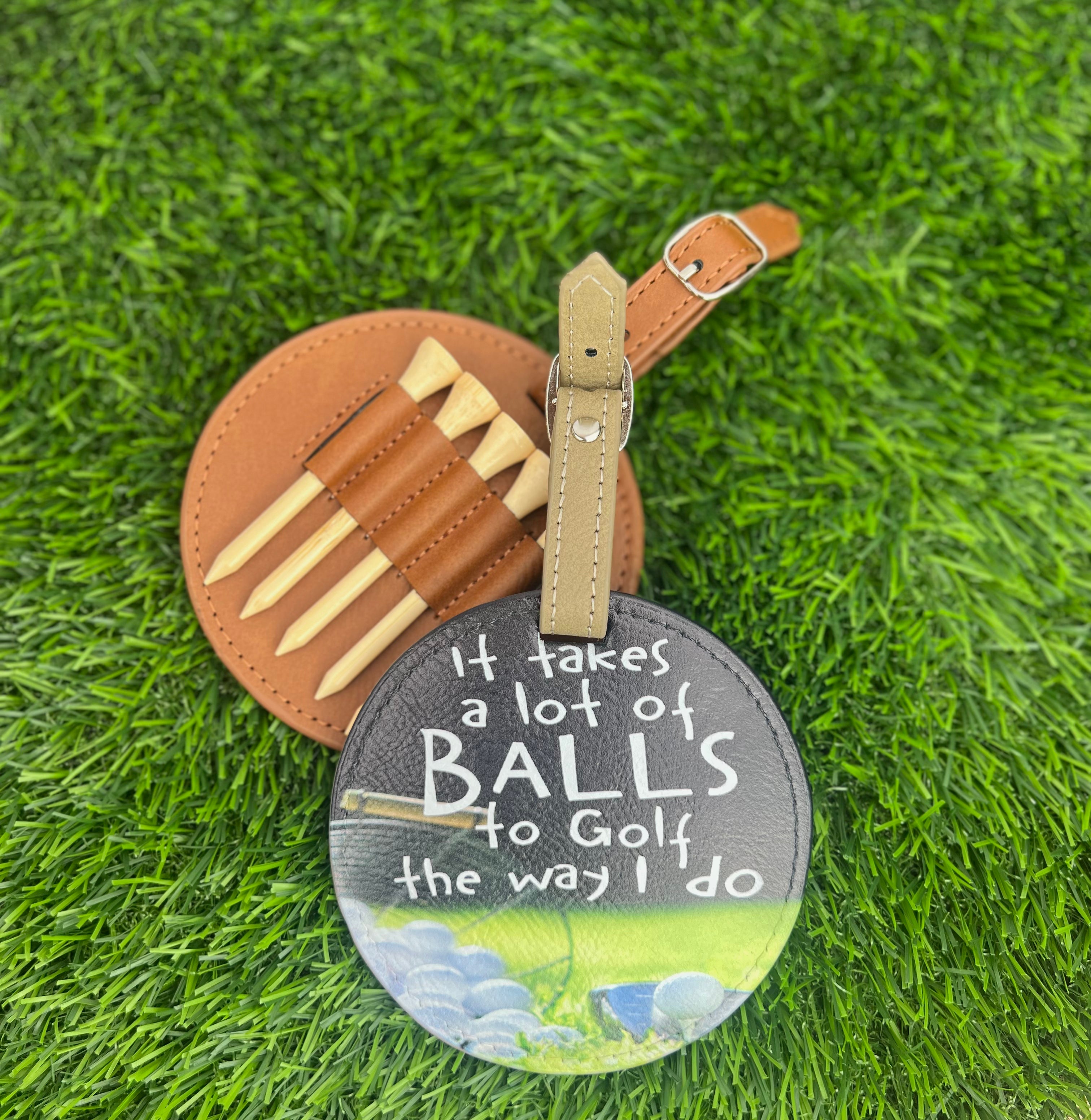 UV Printed Golf Bag Tag with Wooden Tees – Funny Golf Accessory