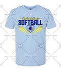 Light blue t-shirt with 'Lady Indians Softball' text and logo on a white background