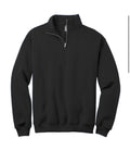 Black quarter-zip sweatshirt on a white background