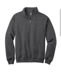 Heather Black quarter-zip sweatshirt on a white background