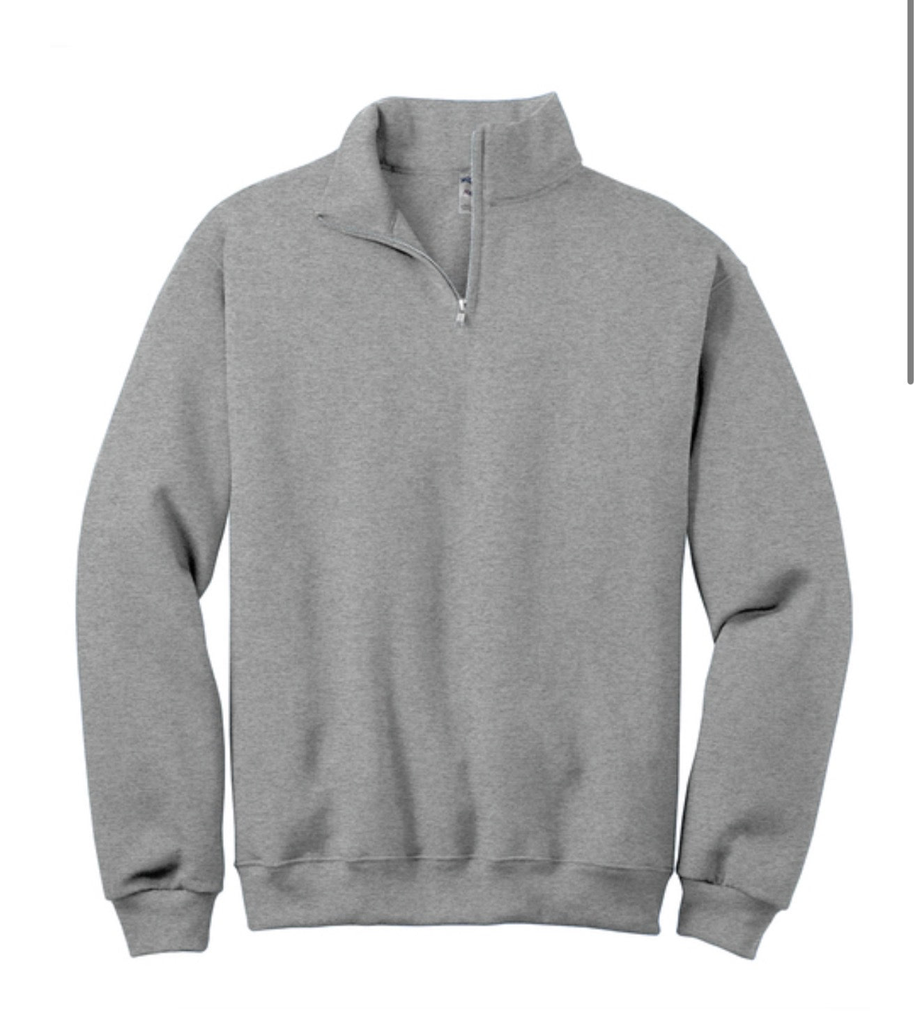 Oxford pullover with a quarter zip on a white background