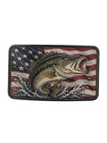 UV printed patch with a fish and American flag design on a white background